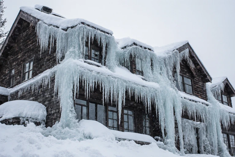 Ice dams threaten Alaskan homes: NexRemodel emphasizes the importance of professional roofing services and ventilation systems.